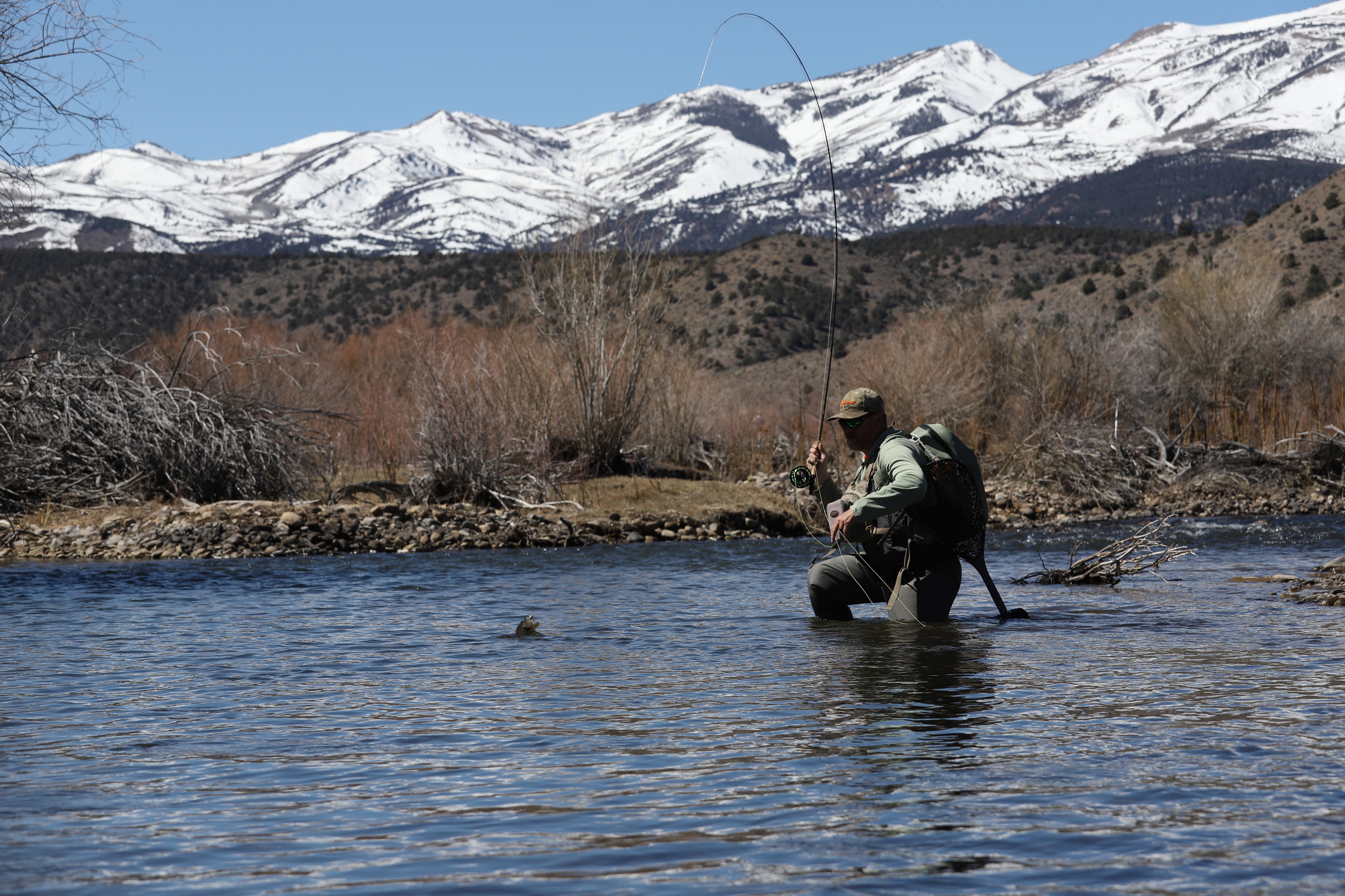 Woman fly fishing on the East Walker River